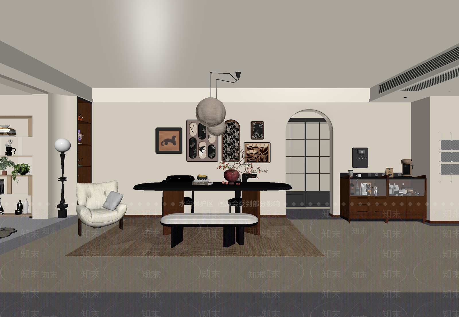 复古家居餐厅3D模型下载【ID:1214808103】