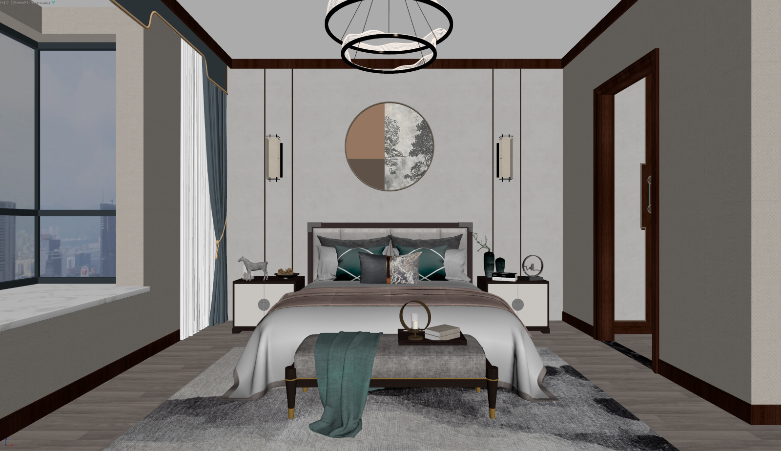 新中式家居卧室3D模型下载【ID:1221462508】