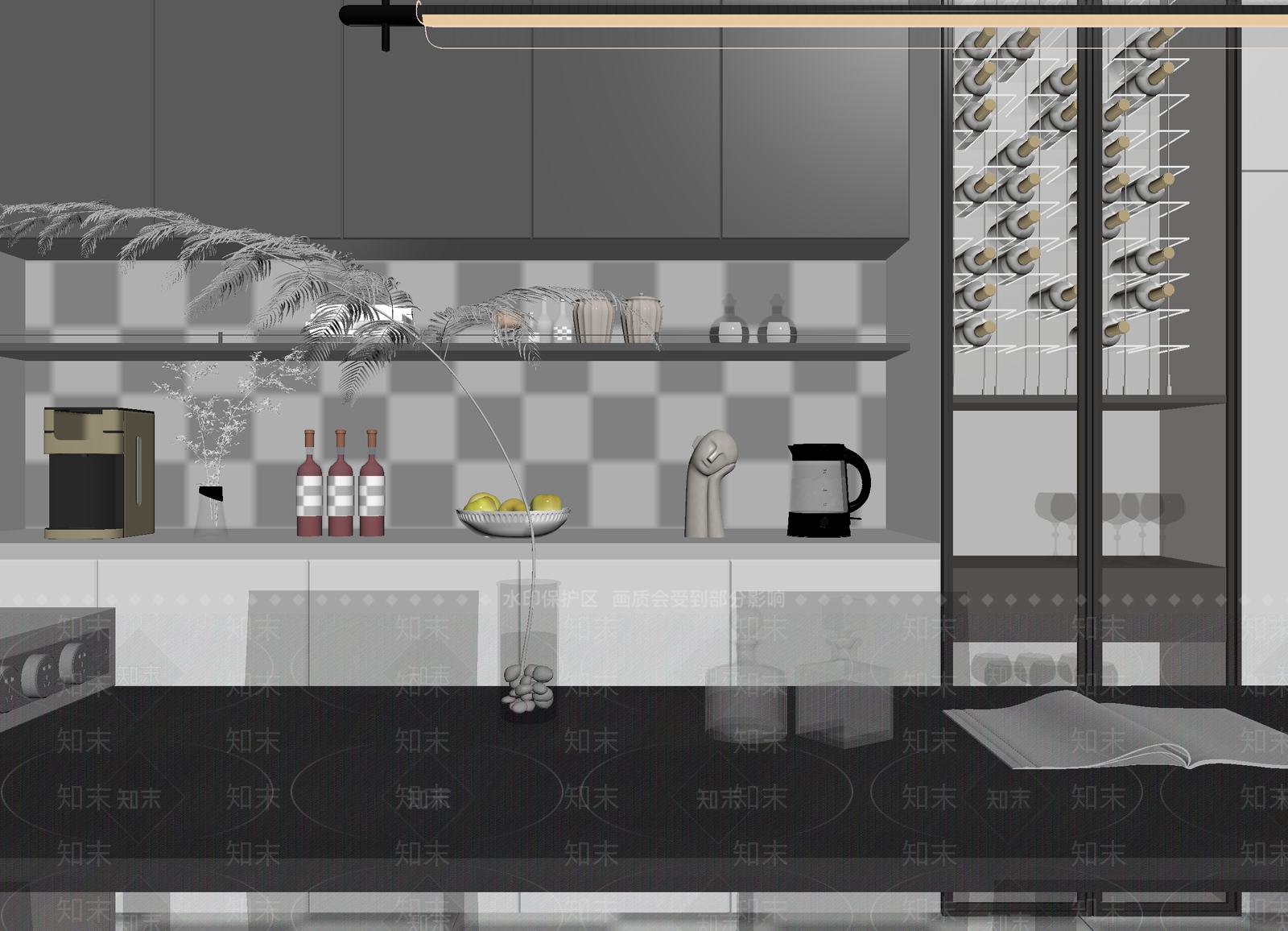 现代茶水间3D模型下载【ID:1214029547】