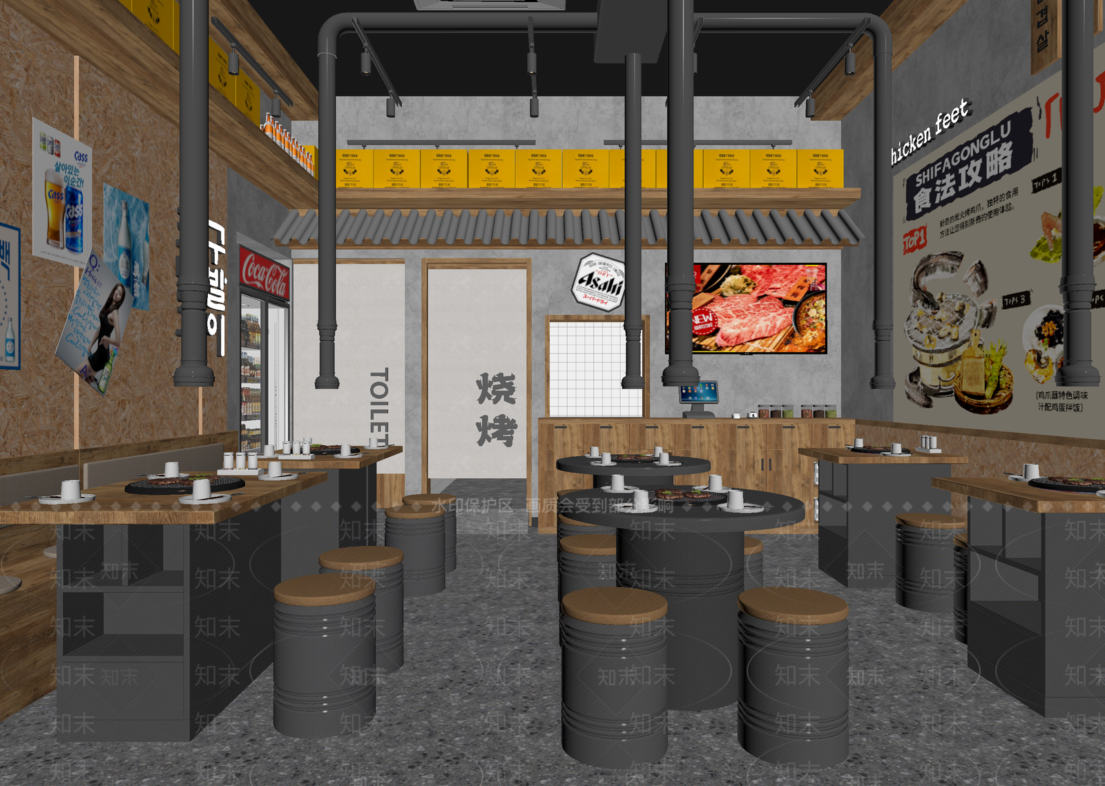 现代烧烤店3D模型下载【ID:1214718390】