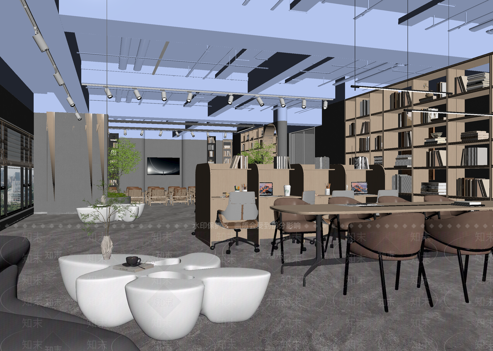 现代办公大厅3D模型下载【ID:1214833018】