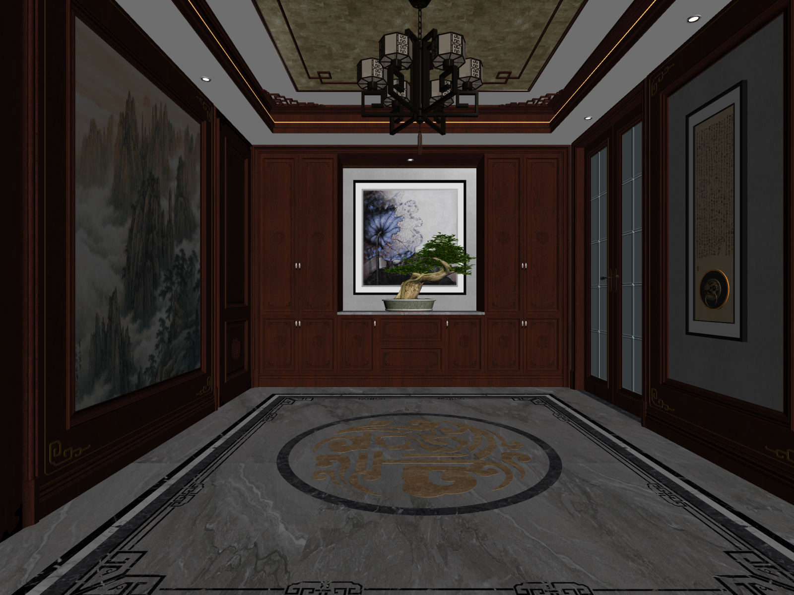 中式玄关3D模型下载【ID:1222033545】