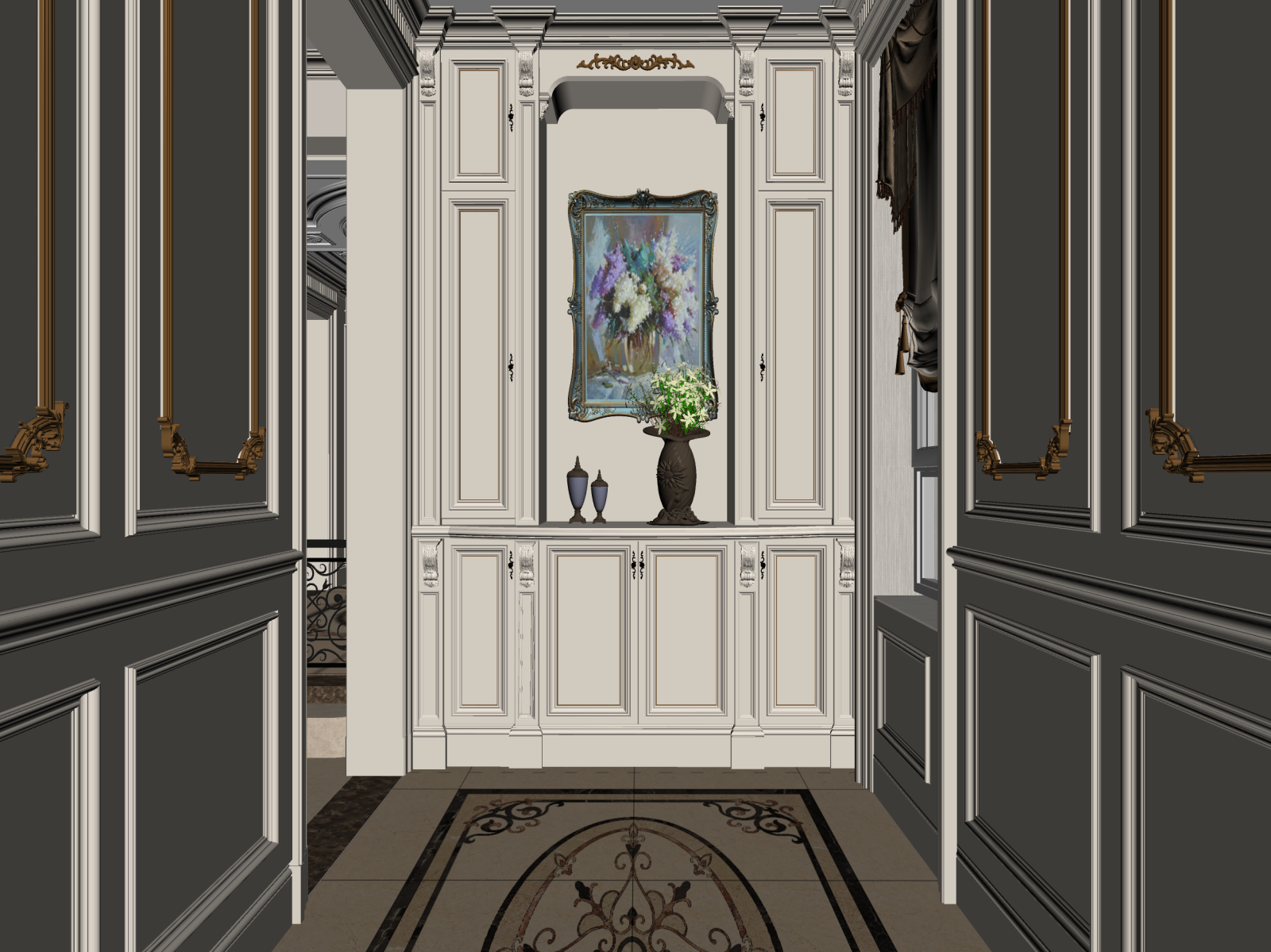 欧式古典玄关3D模型下载【ID:1221952201】