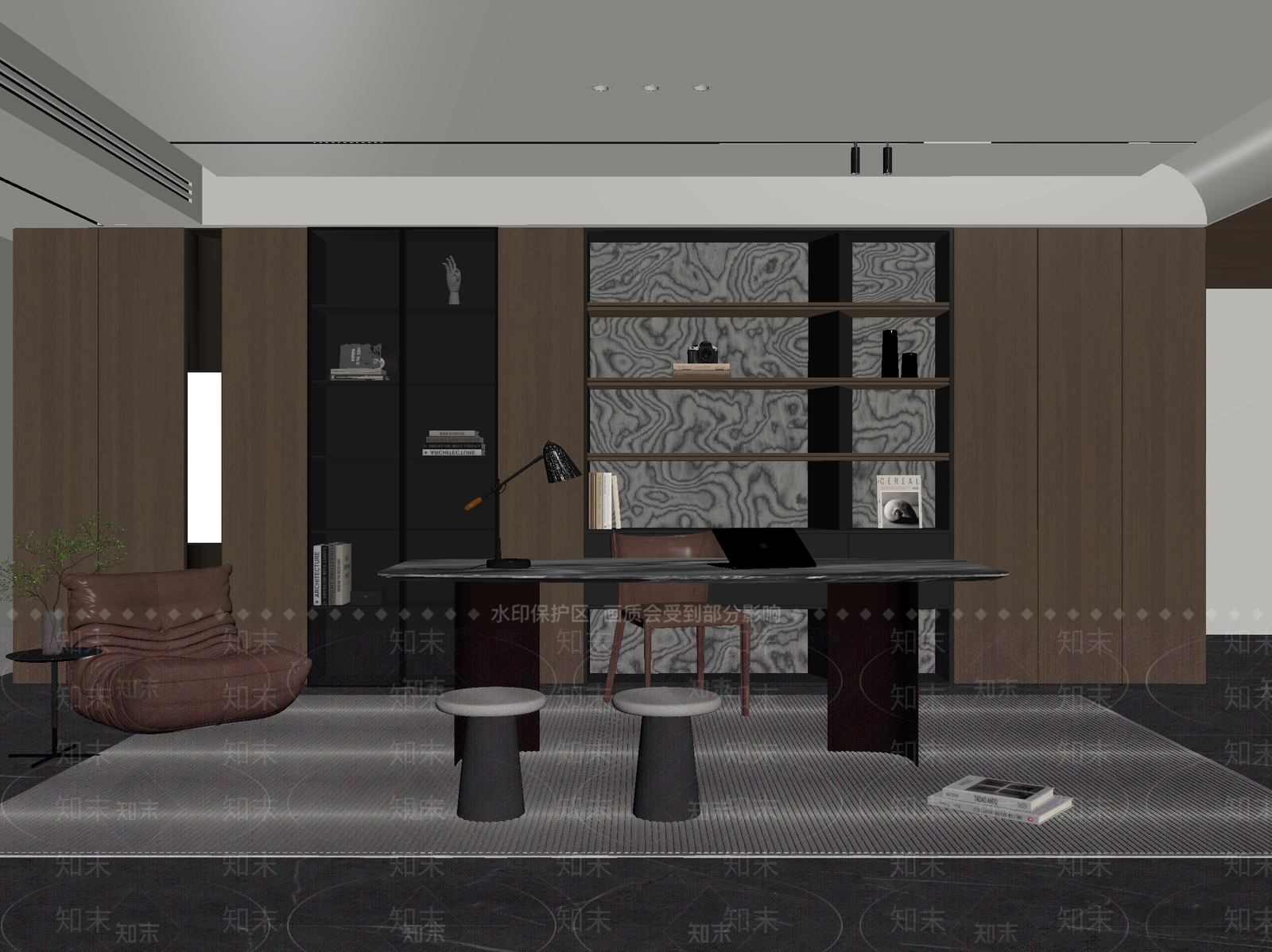 现代书房3D模型下载【ID:1215175687】