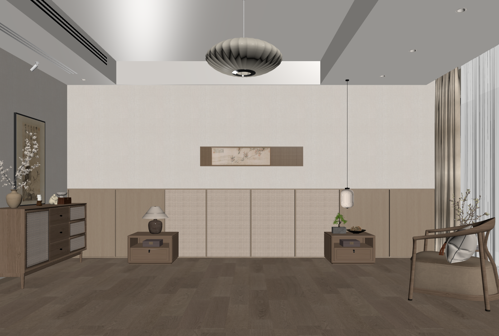 新中式家居客厅3D模型下载【ID:1221925665】
