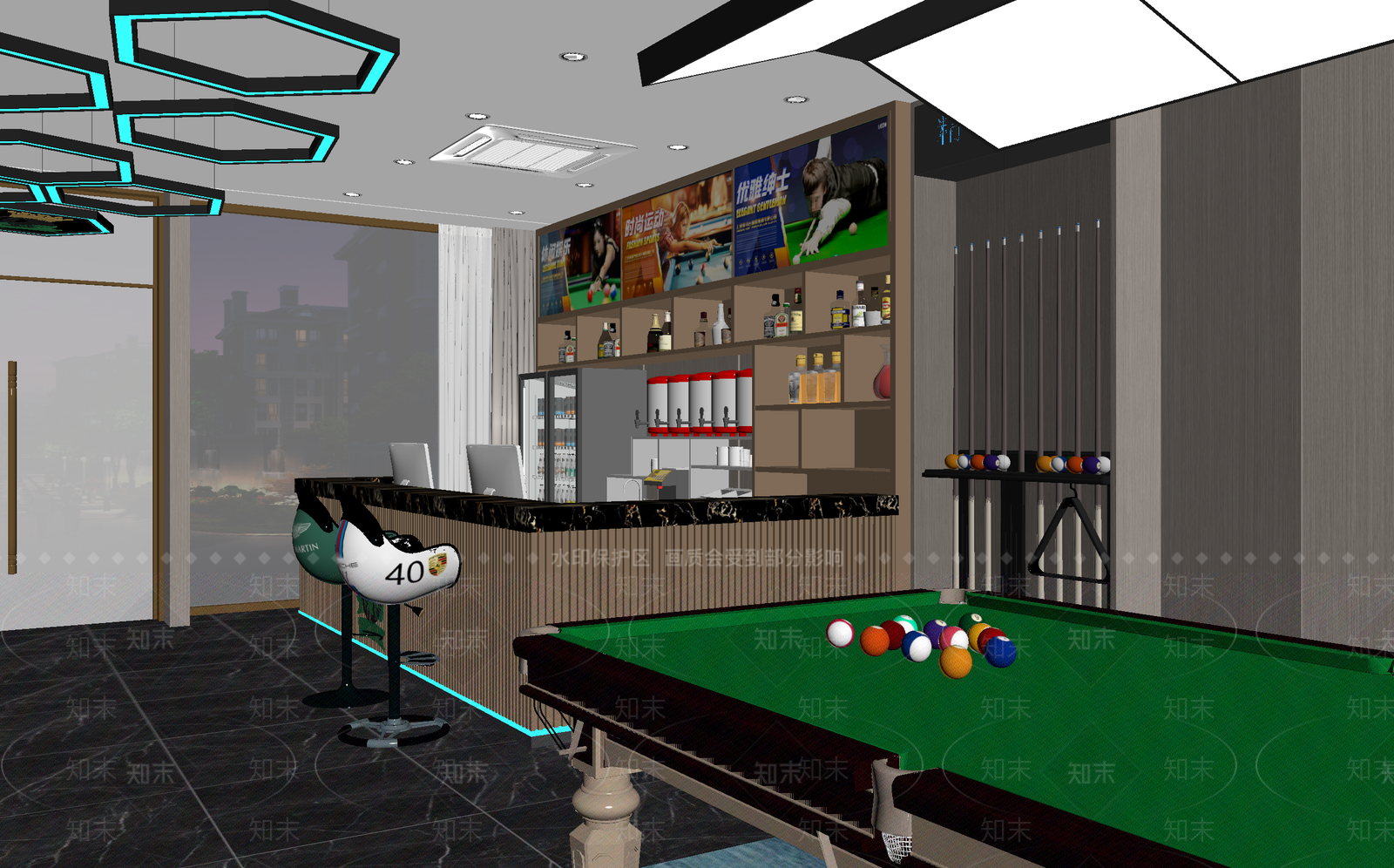 台球室3D模型下载【ID:1214017977】