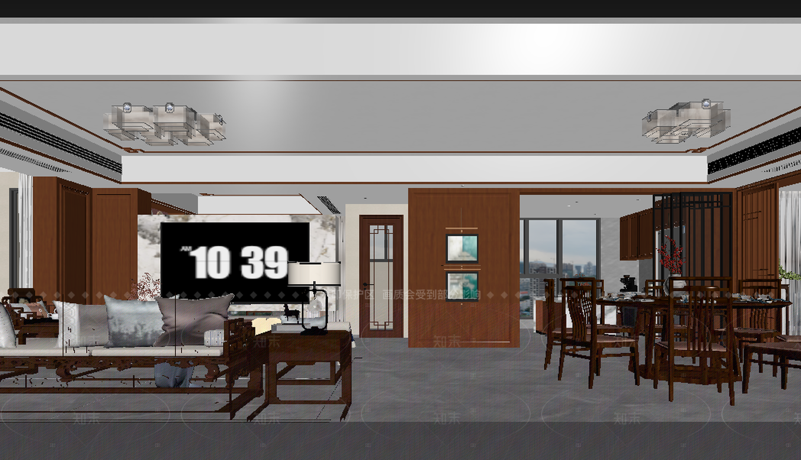 新中式客餐厅3D模型下载【ID:1214962655】