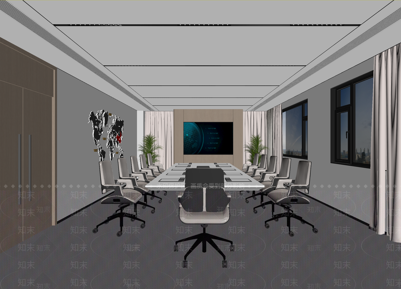 现代会议室3D模型下载【ID:1214277855】