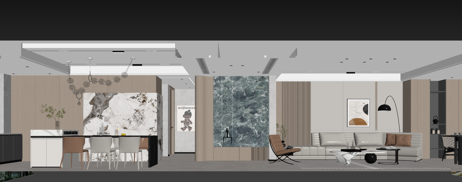 现代客餐厅3D模型下载【ID:1222090671】