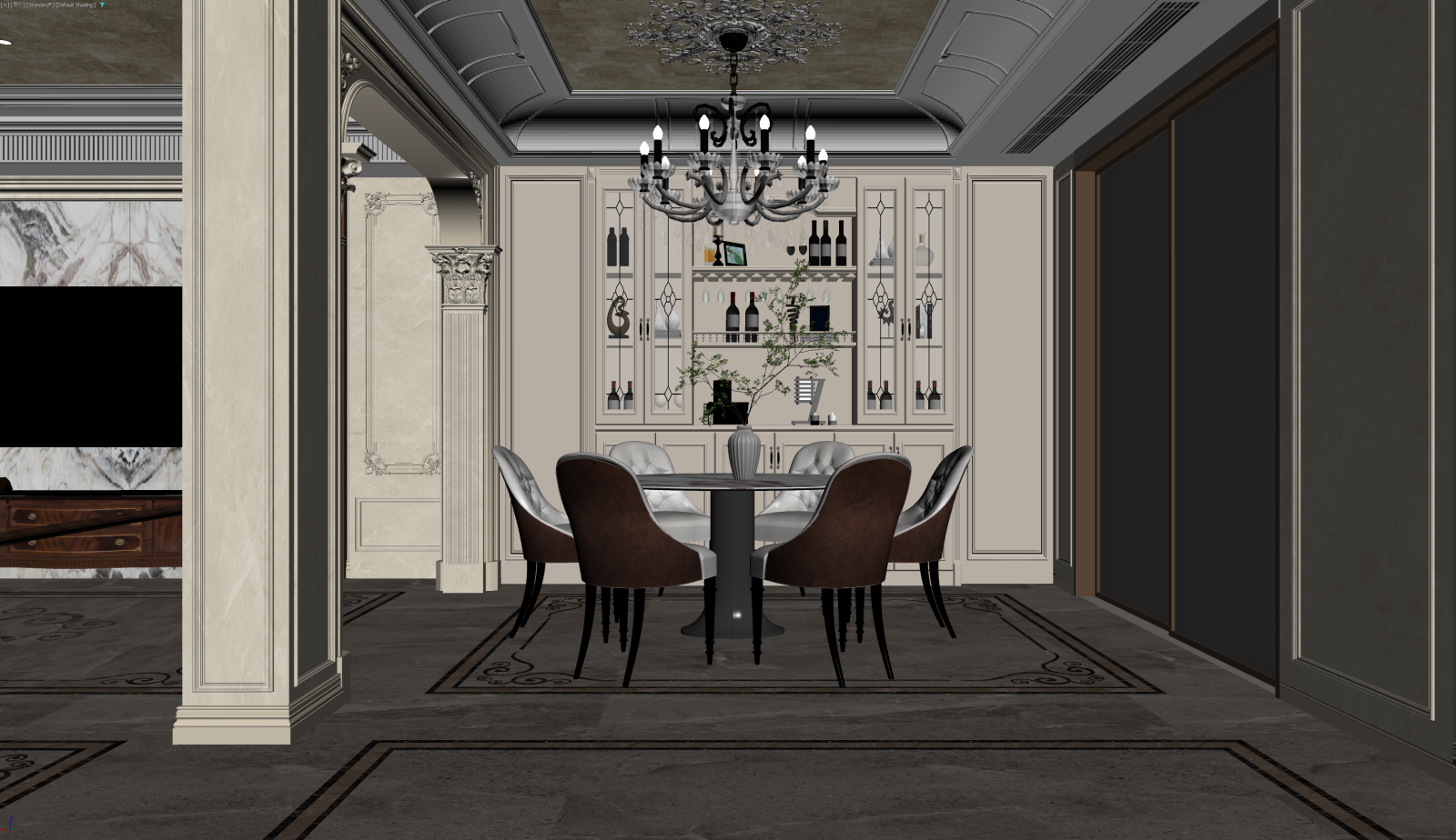 欧式古典家居餐厅3D模型下载【ID:1221736669】