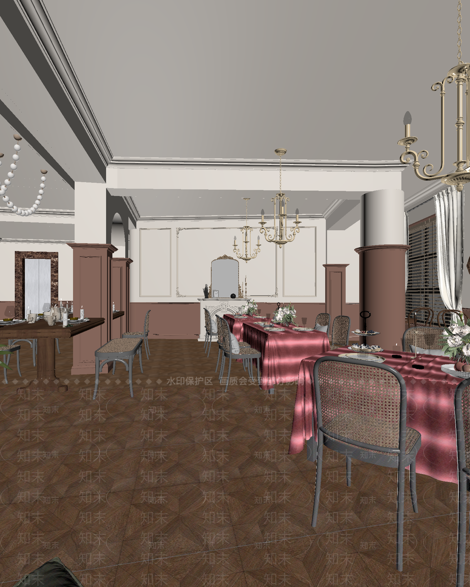 法式西餐厅3D模型下载【ID:1214042543】