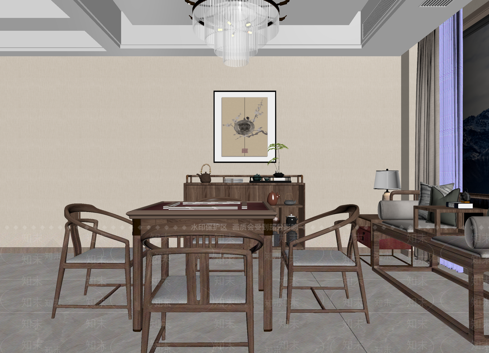新中式茶馆3D模型下载【ID:1214318621】