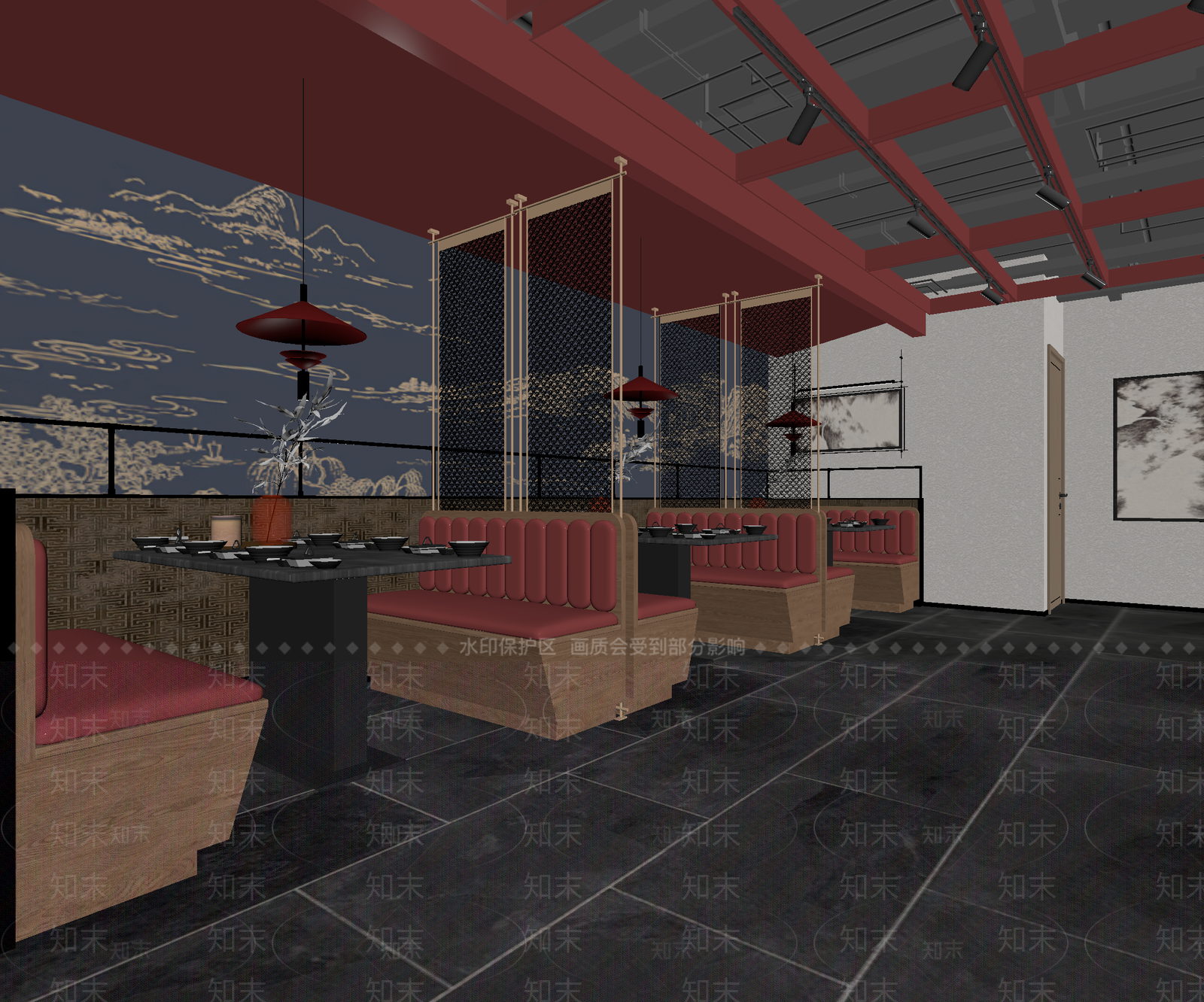 新中式中餐厅3D模型下载【ID:1214066297】