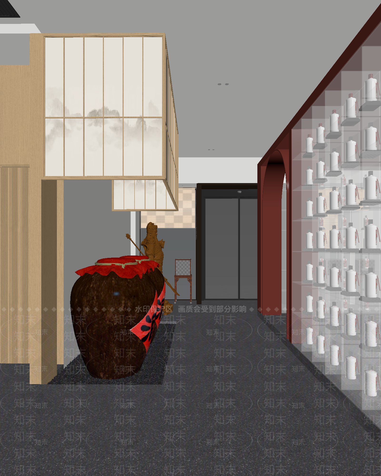 禅意酒店走廊3D模型下载【ID:1214834491】