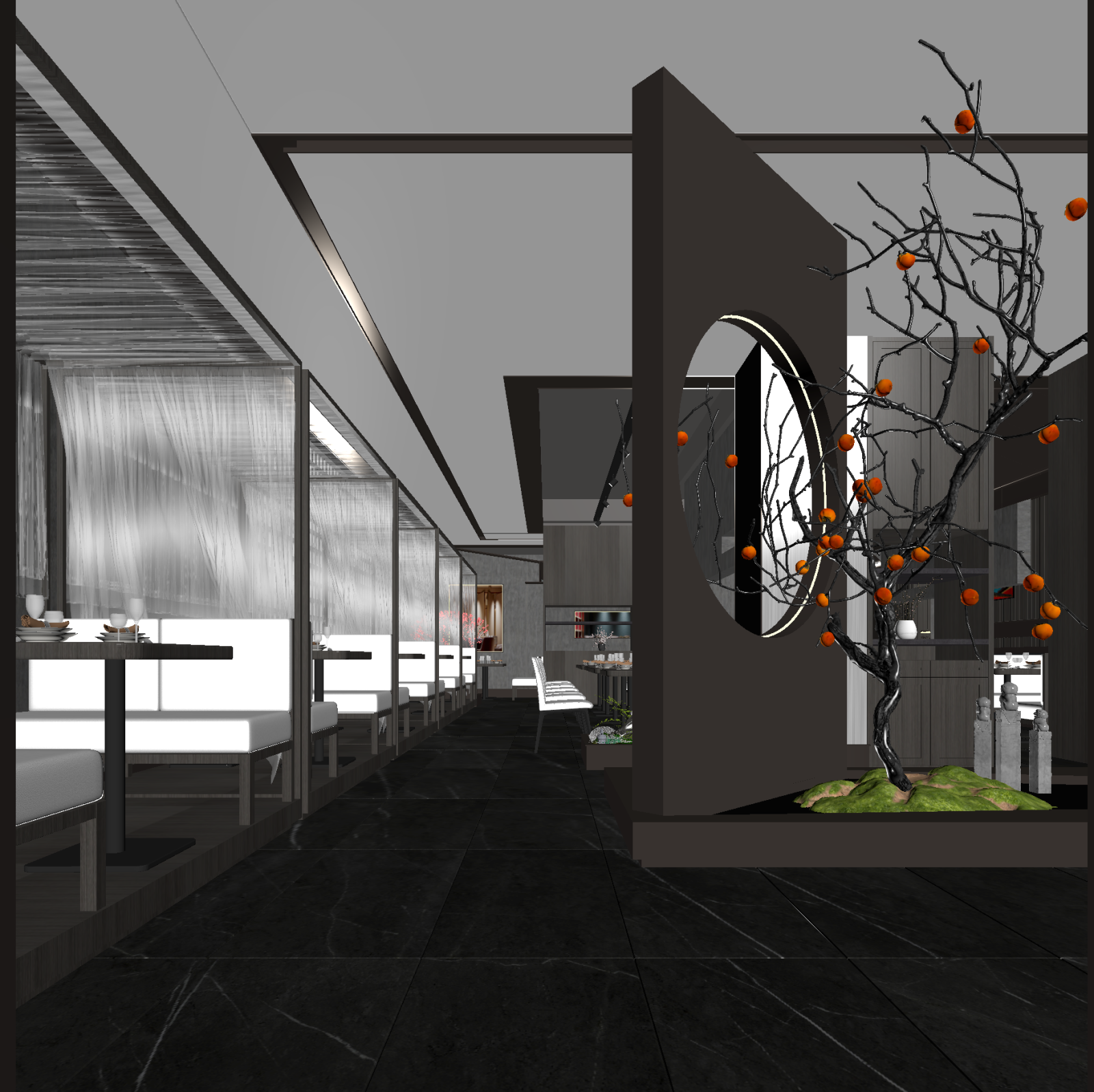 新中式酒店餐厅3D模型下载【ID:1221766700】