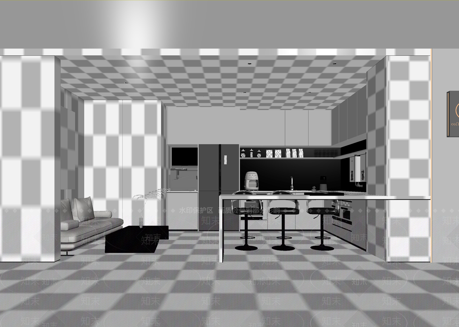 现代咖啡厅3D模型下载【ID:1214444938】
