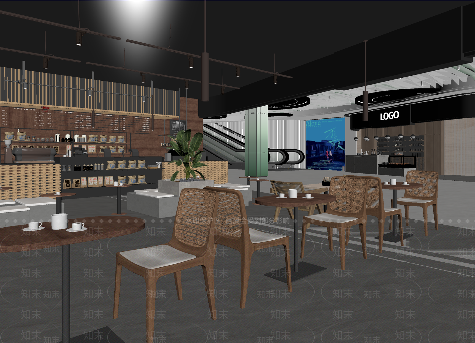 现代咖啡厅3D模型下载【ID:1214304647】