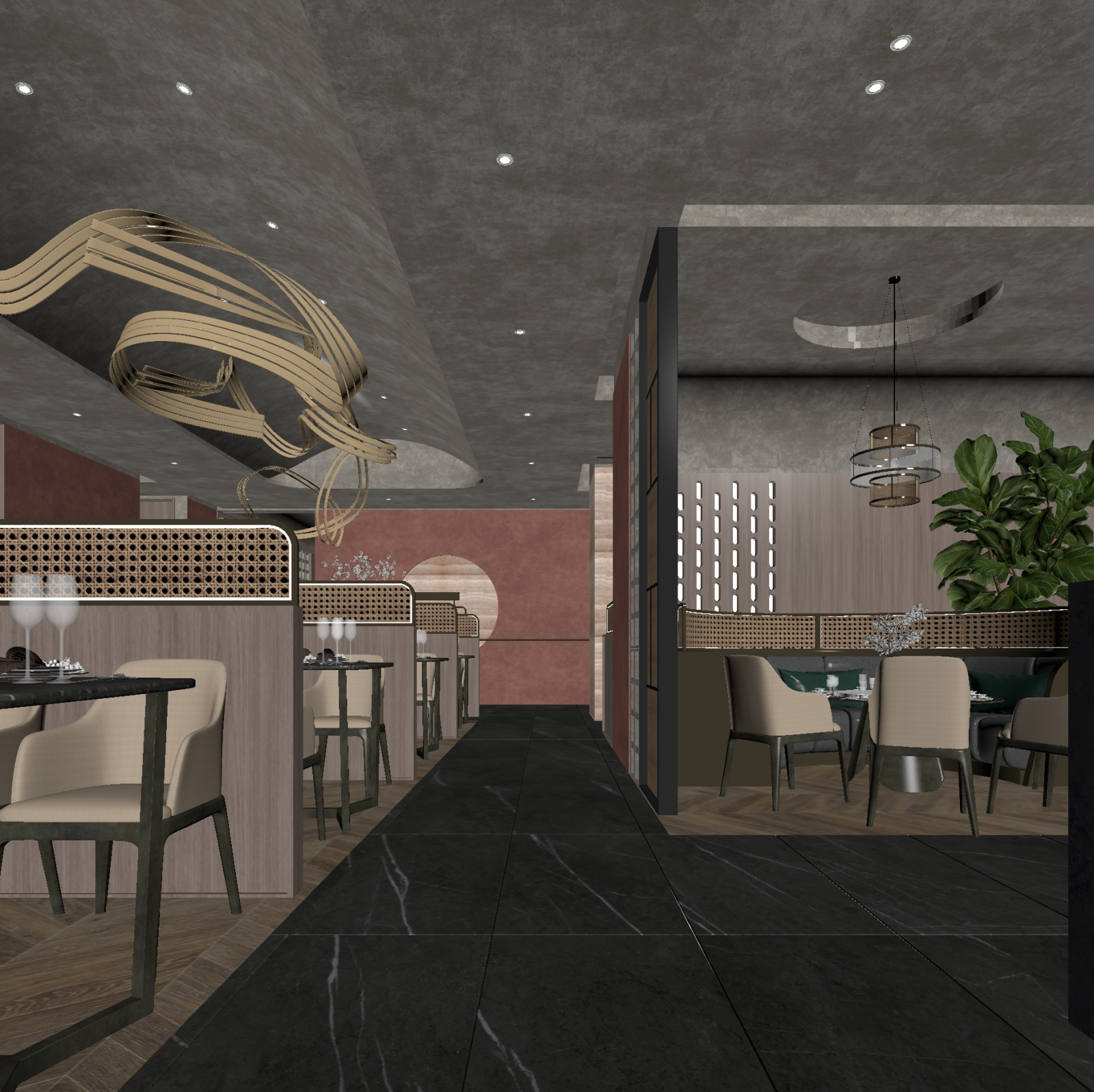 新中式酒店餐厅3D模型下载【ID:1221709100】