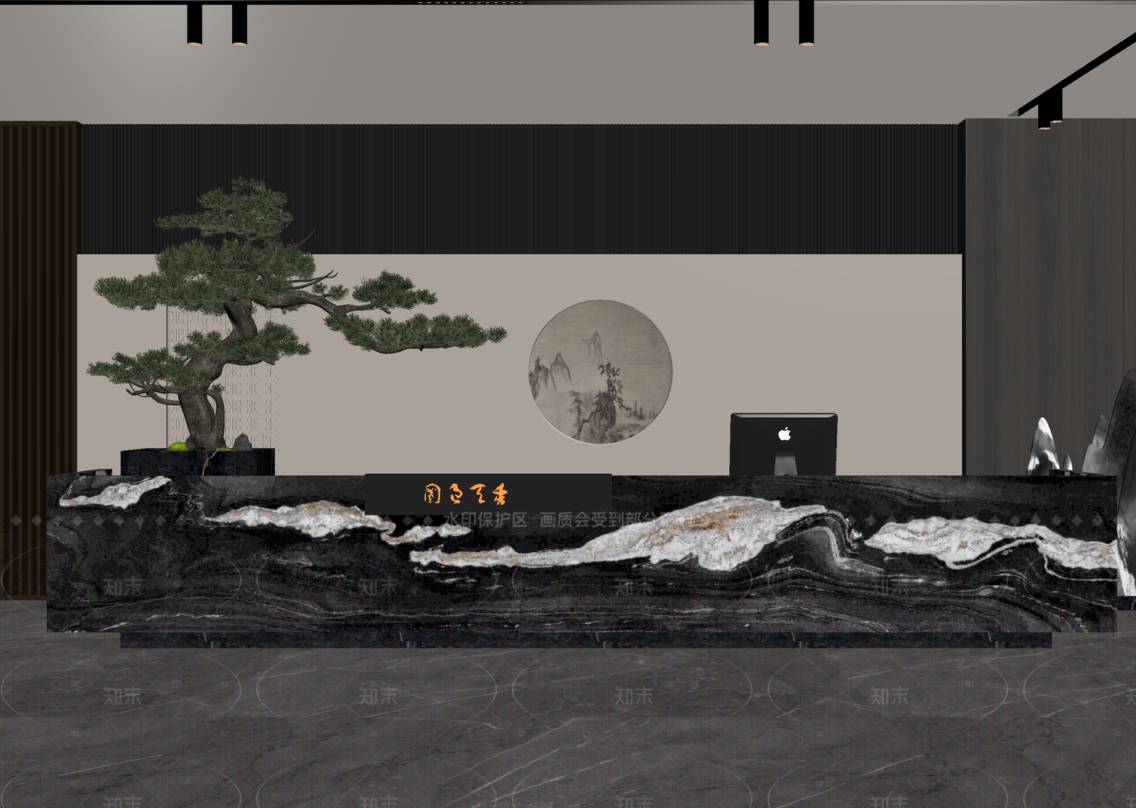 新中式酒店大堂3D模型下载【ID:1214986504】