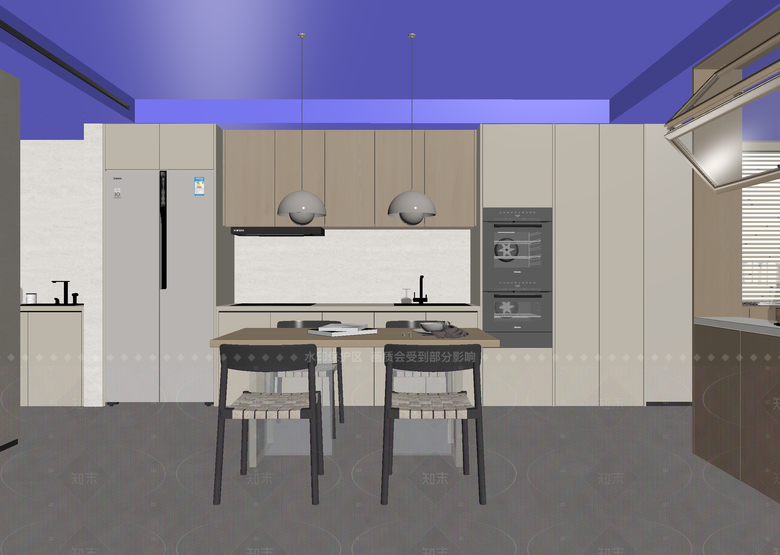 现代开放式厨房3D模型下载【ID:1214621249】