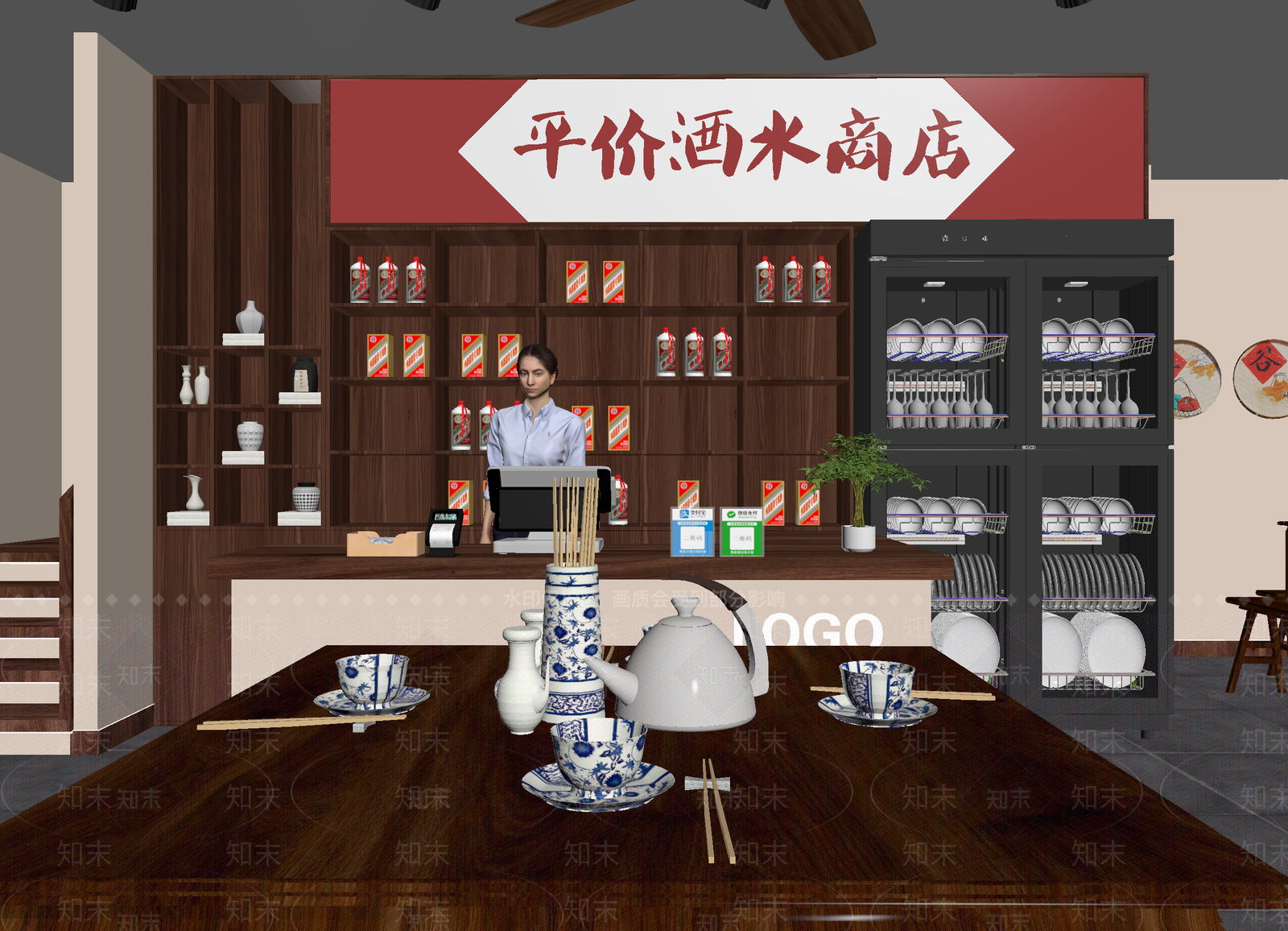 新中式酒馆3D模型下载【ID:1214145297】