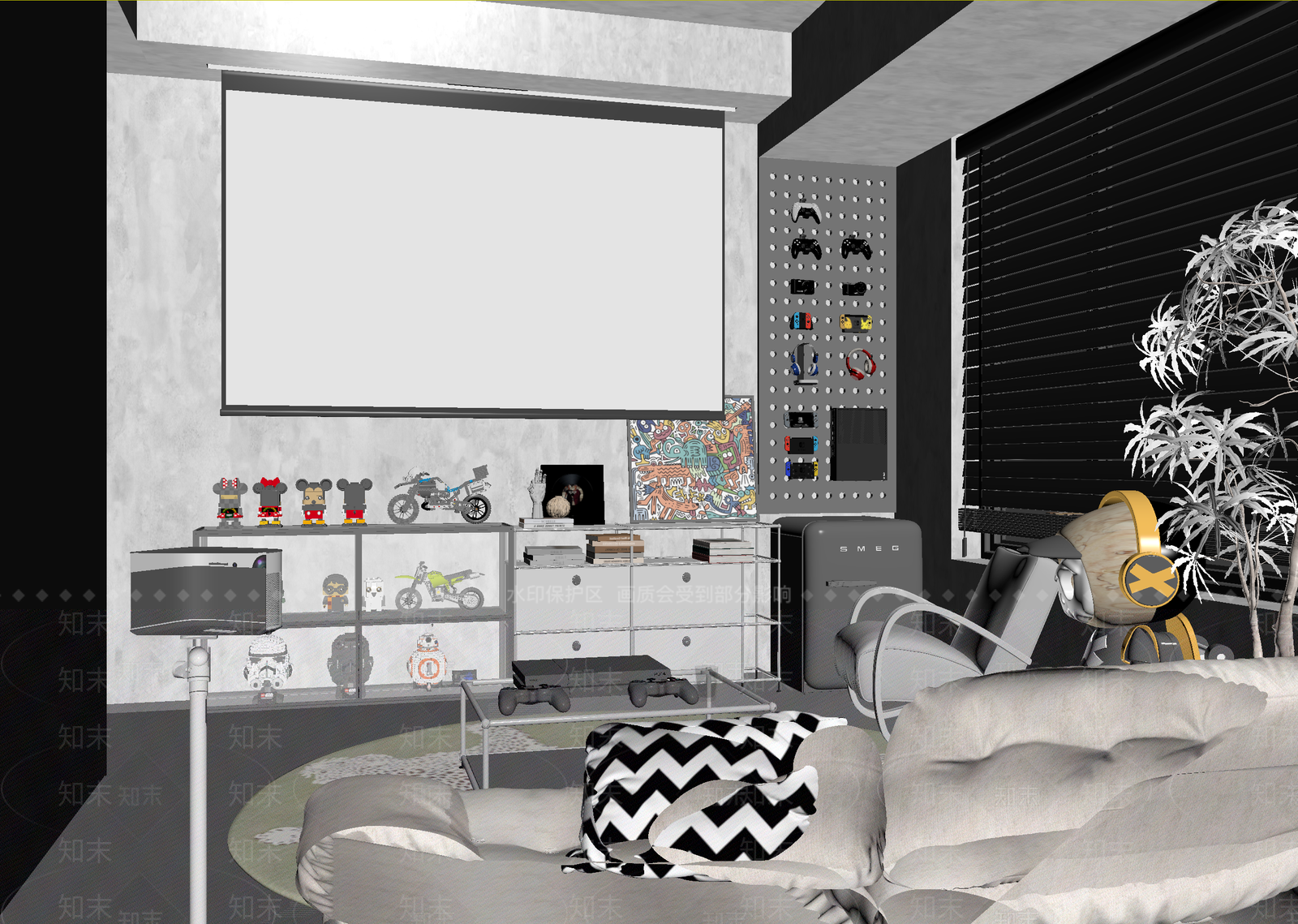 现代影音室3D模型下载【ID:1214397441】