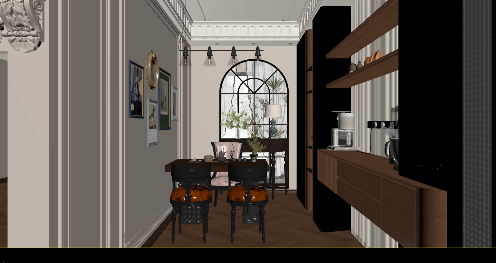法式家居餐厅3D模型下载【ID:1221487427】