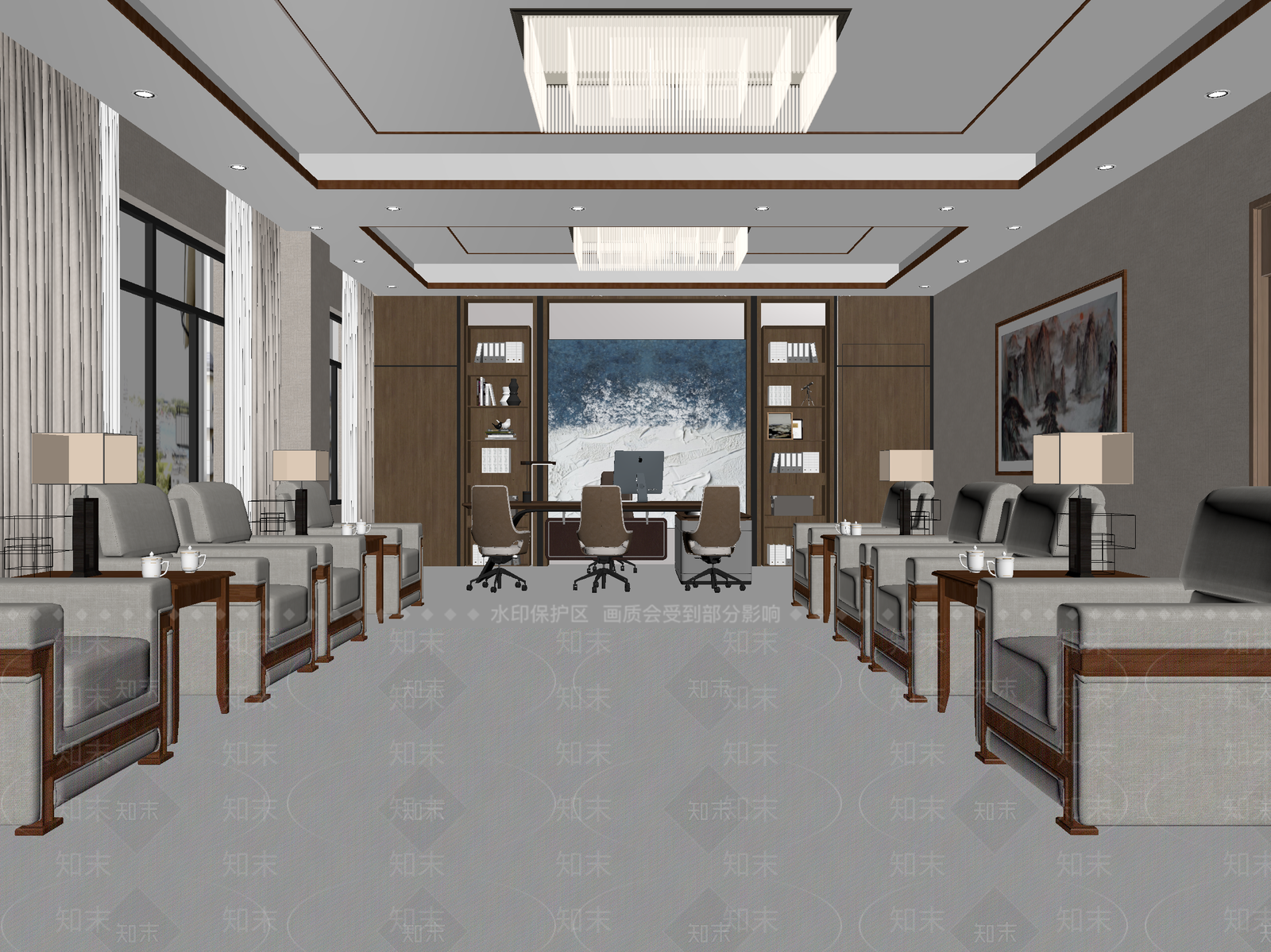 现代接待室3D模型下载【ID:1214302600】