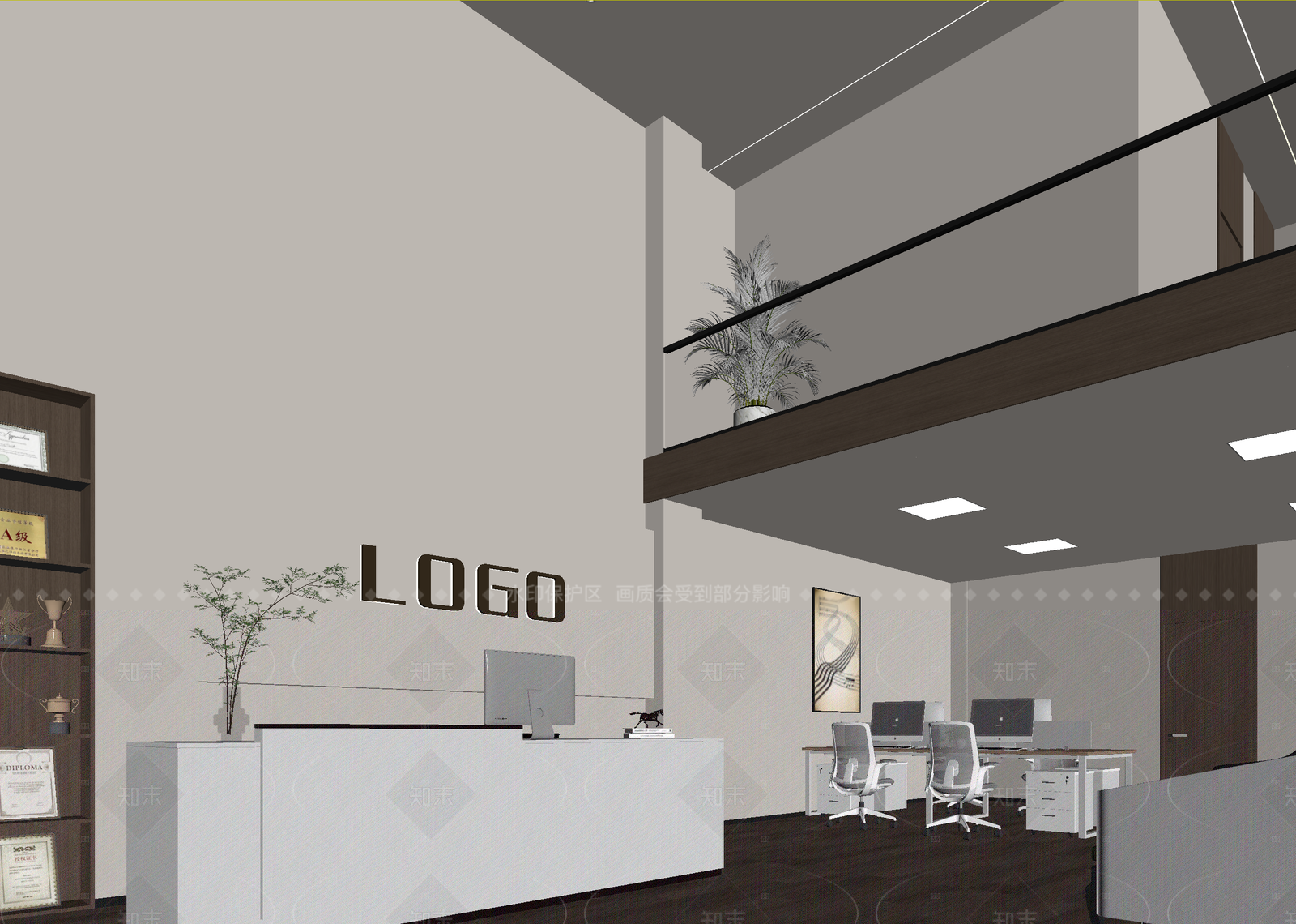 现代办公大厅3D模型下载【ID:1214644059】