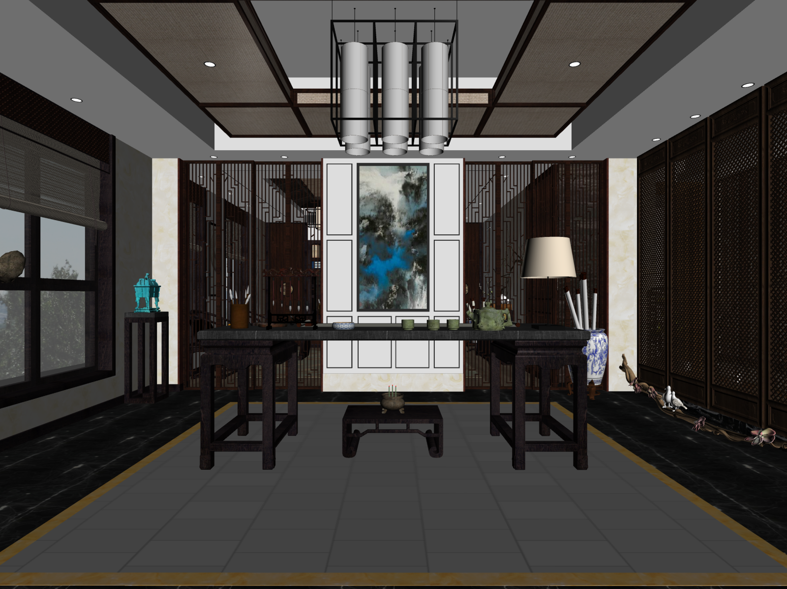中式茶馆3D模型下载【ID:1221626887】