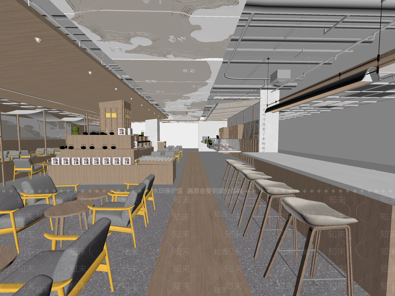 新中式咖啡厅3D模型下载【ID:1214352806】