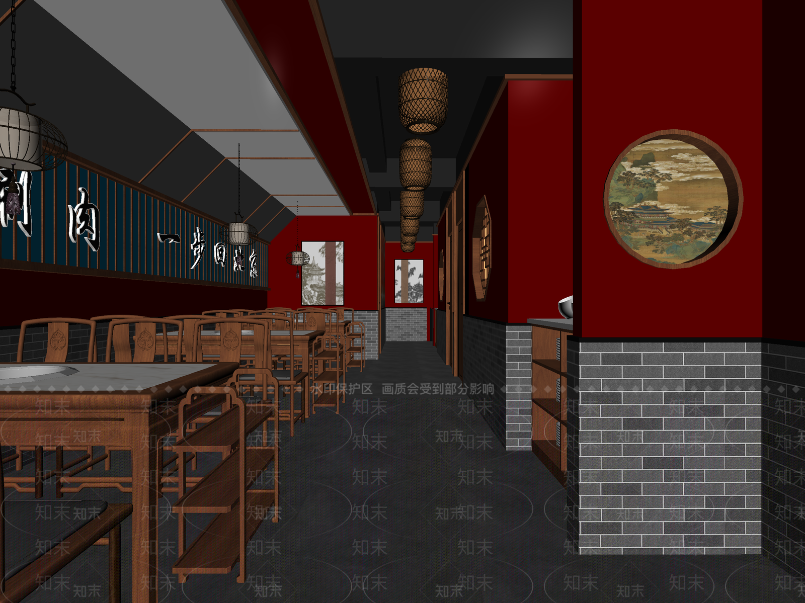 中式中餐厅3D模型下载【ID:1214116429】