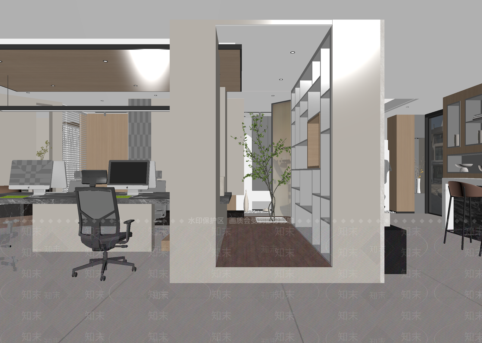 现代办公大厅3D模型下载【ID:1214399343】