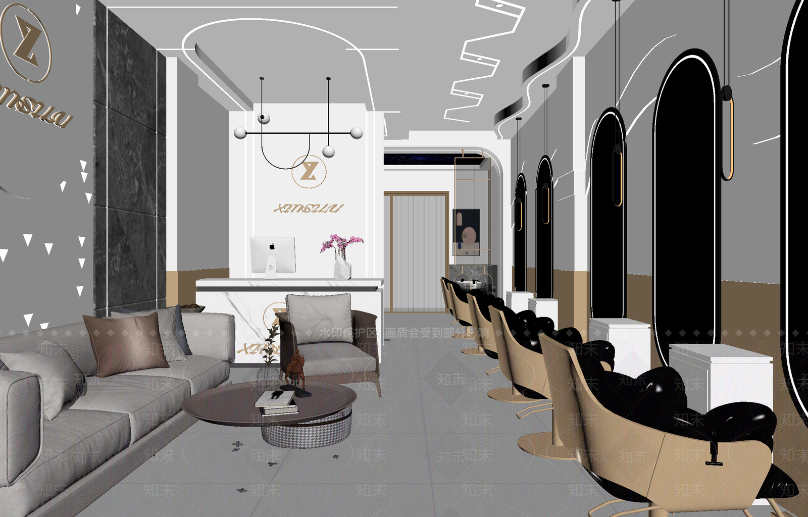 美发店3D模型下载【ID:1213975646】