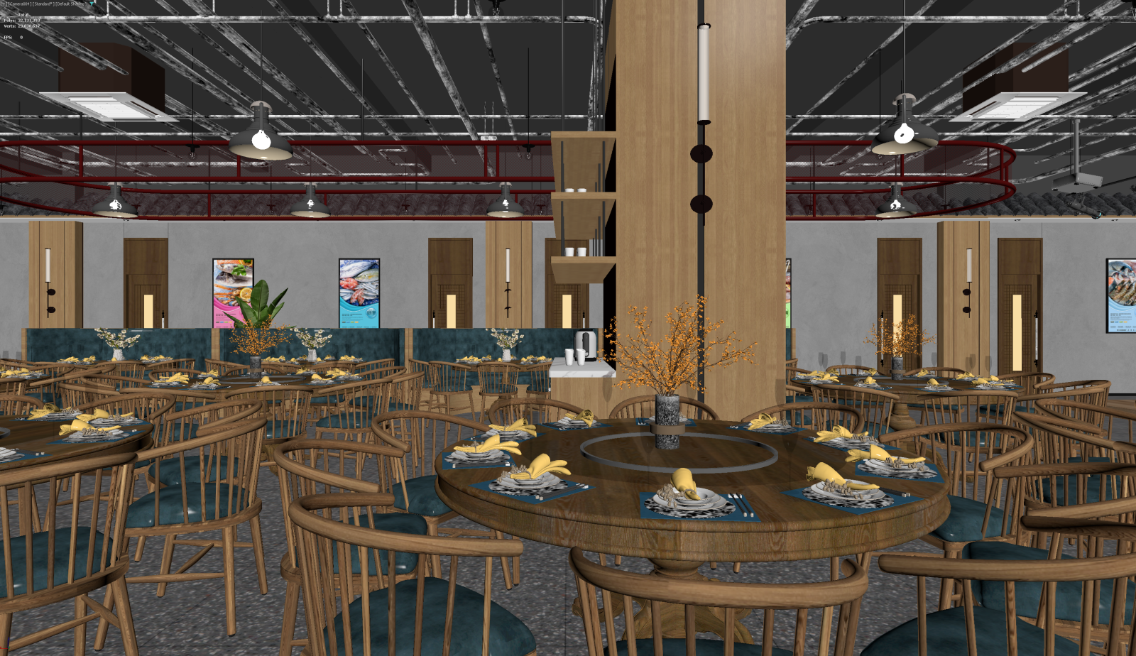 新中式酒店餐厅3D模型下载【ID:1221451821】