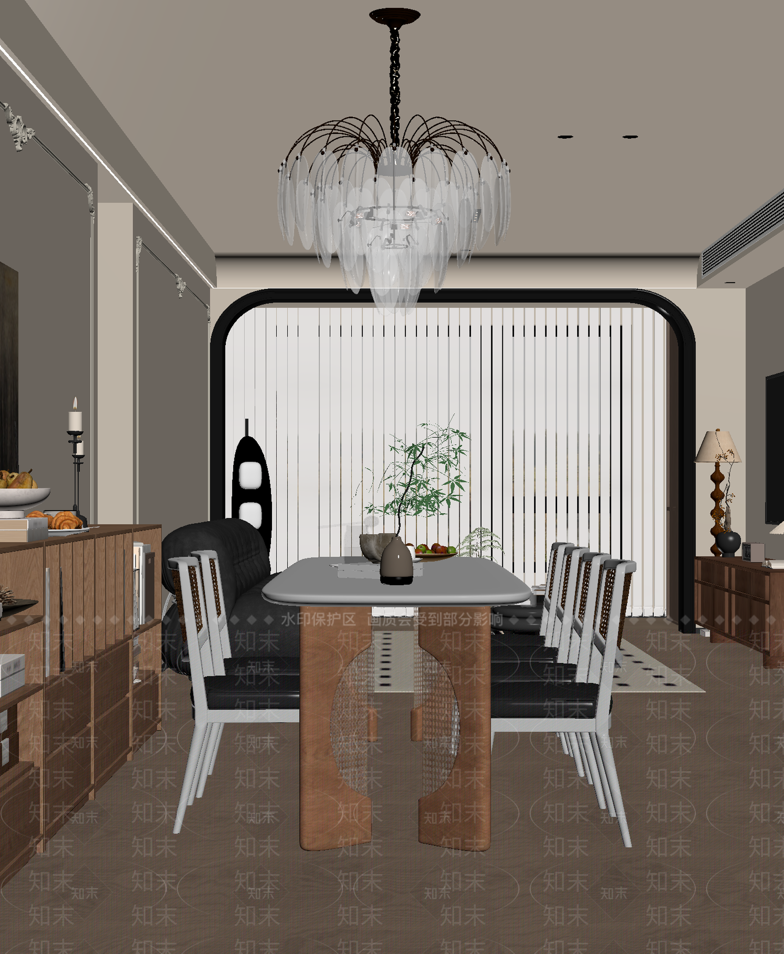 新中式家居餐厅3D模型下载【ID:1214694876】