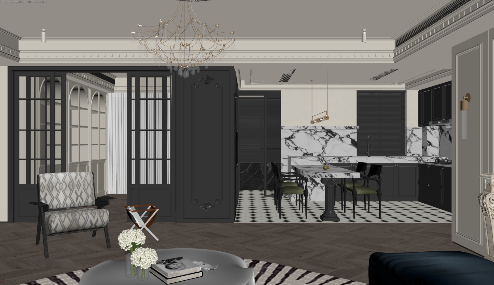 法式客餐厅3D模型下载【ID:1221875117】