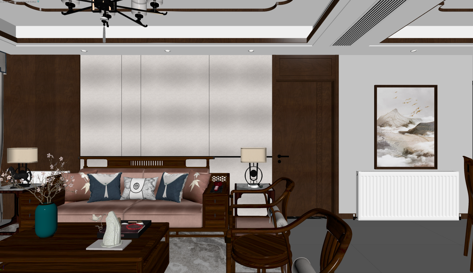 新中式家居客厅3D模型下载【ID:1221594752】