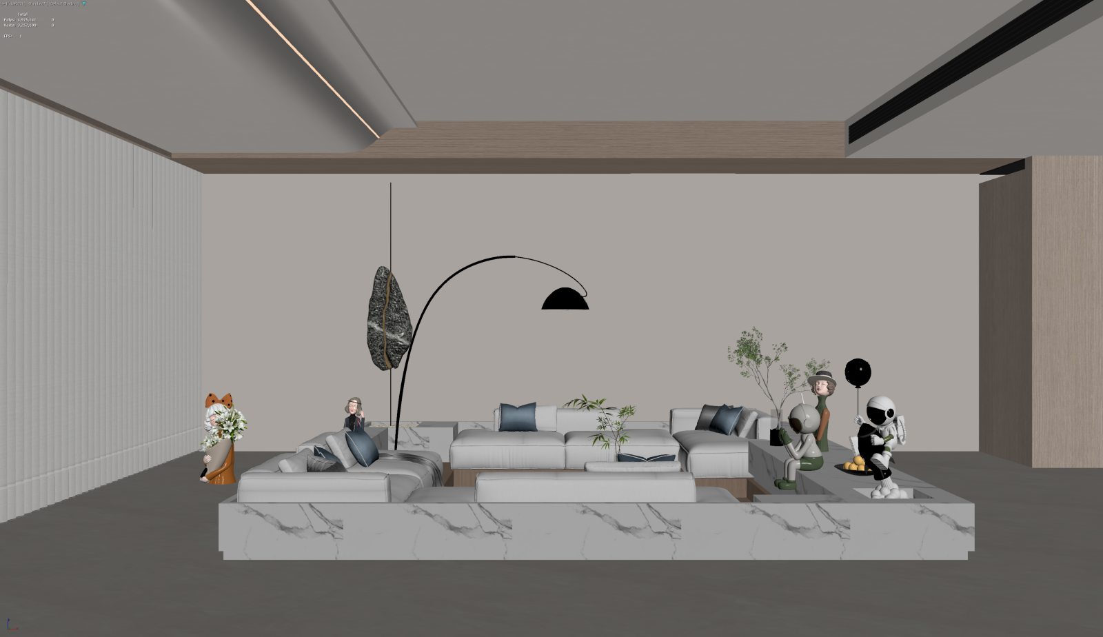 现代家居客厅3D模型下载【ID:1222055843】