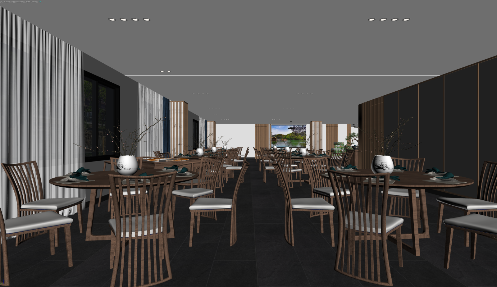 新中式酒店餐厅3D模型下载【ID:1221473397】