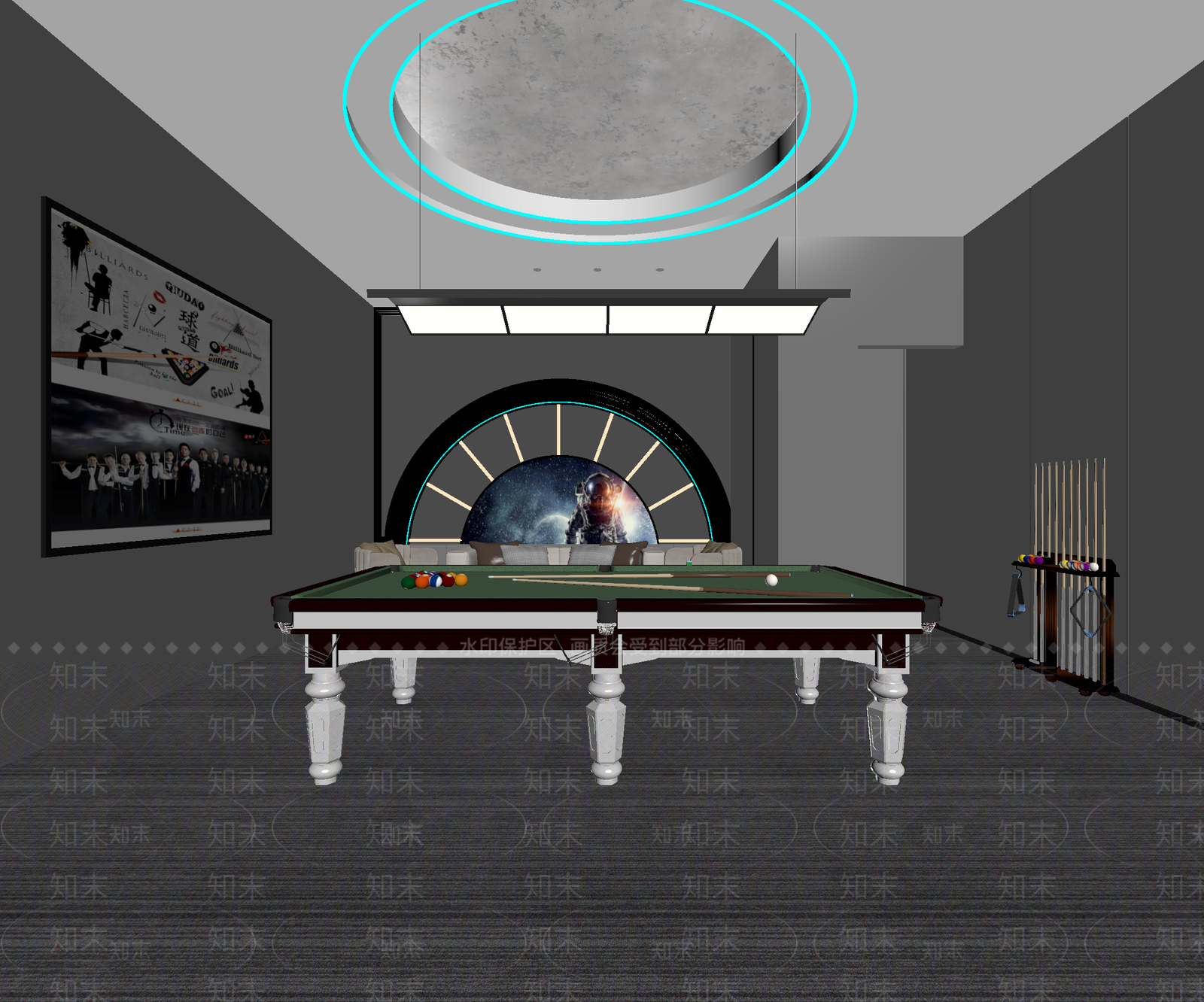 现代台球室3D模型下载【ID:1214671627】
