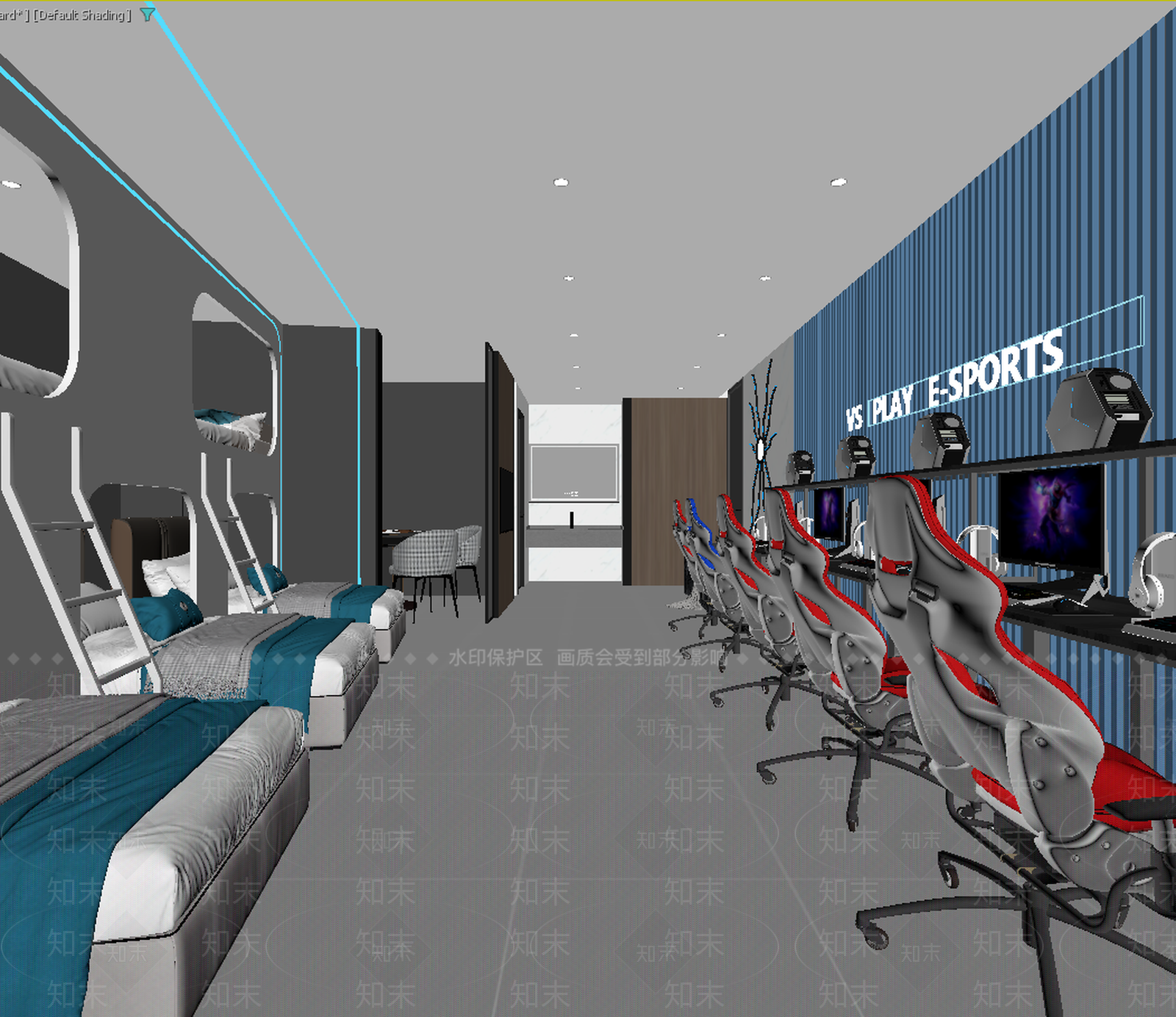 现代电竞房3D模型下载【ID:1213940153】