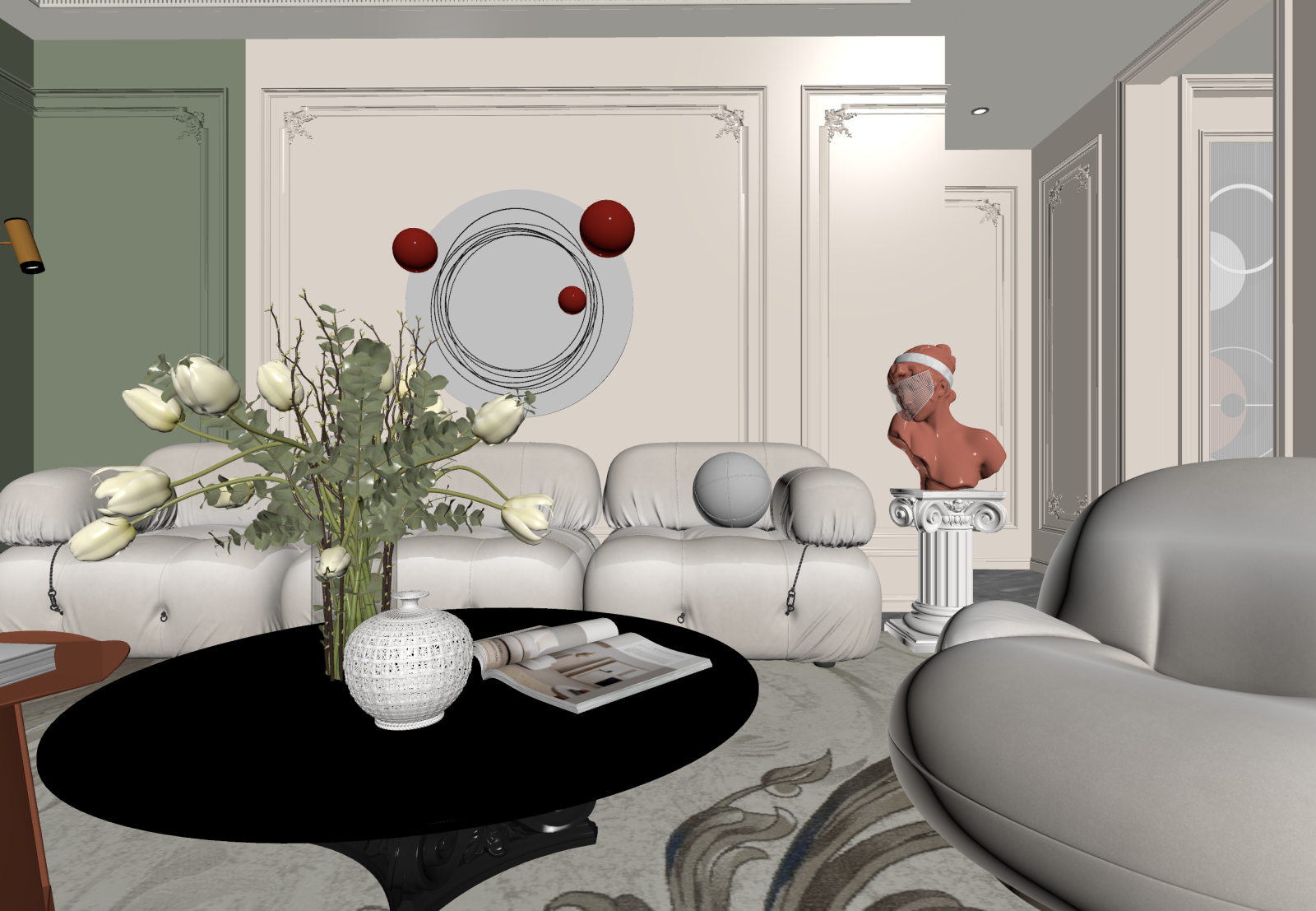 法式家居客厅3D模型下载【ID:1221709468】