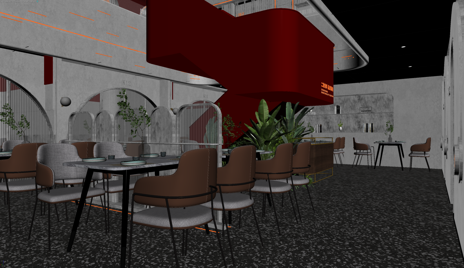 现代酒店餐厅3D模型下载【ID:1221700657】