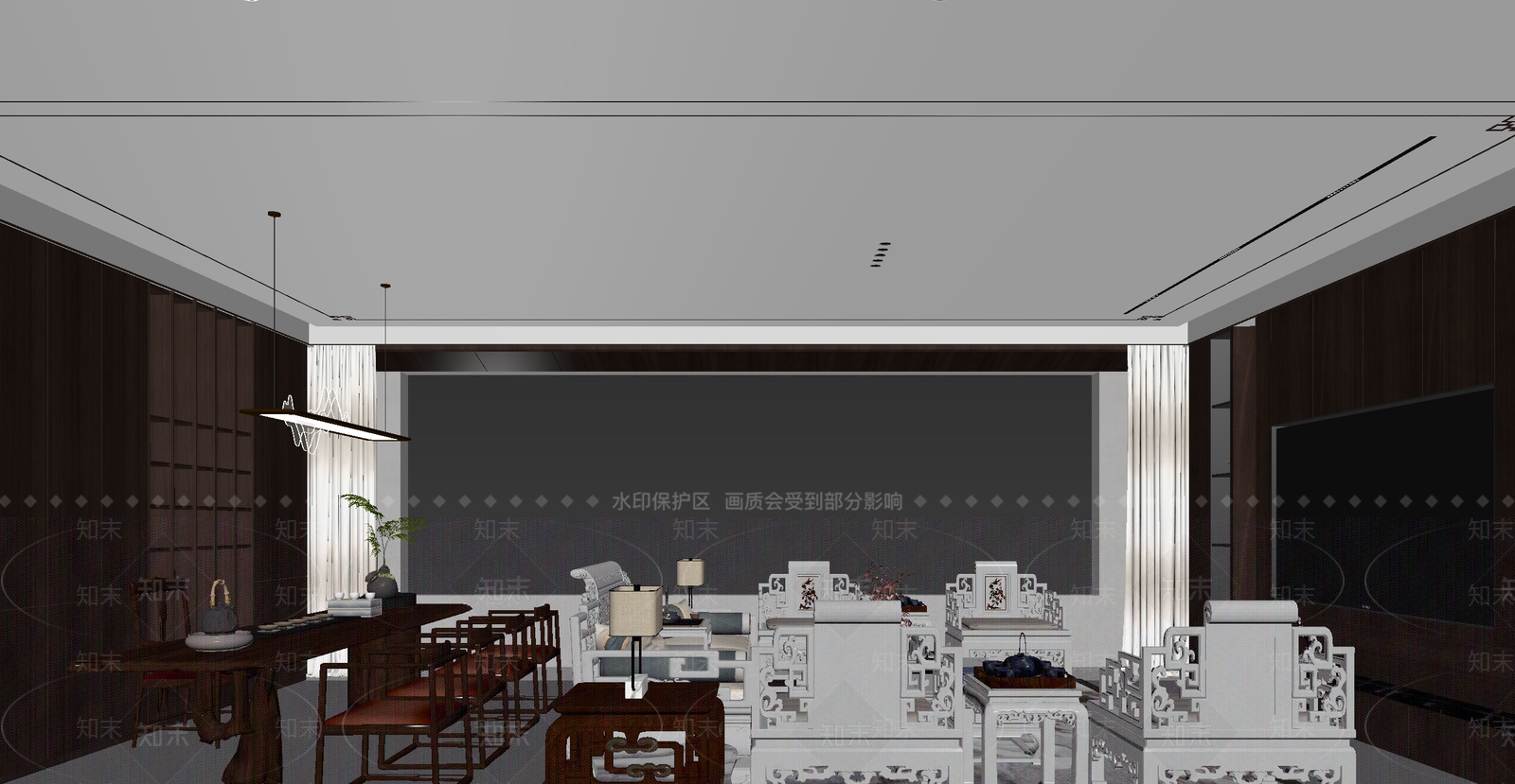 中式茶馆3D模型下载【ID:1214299702】