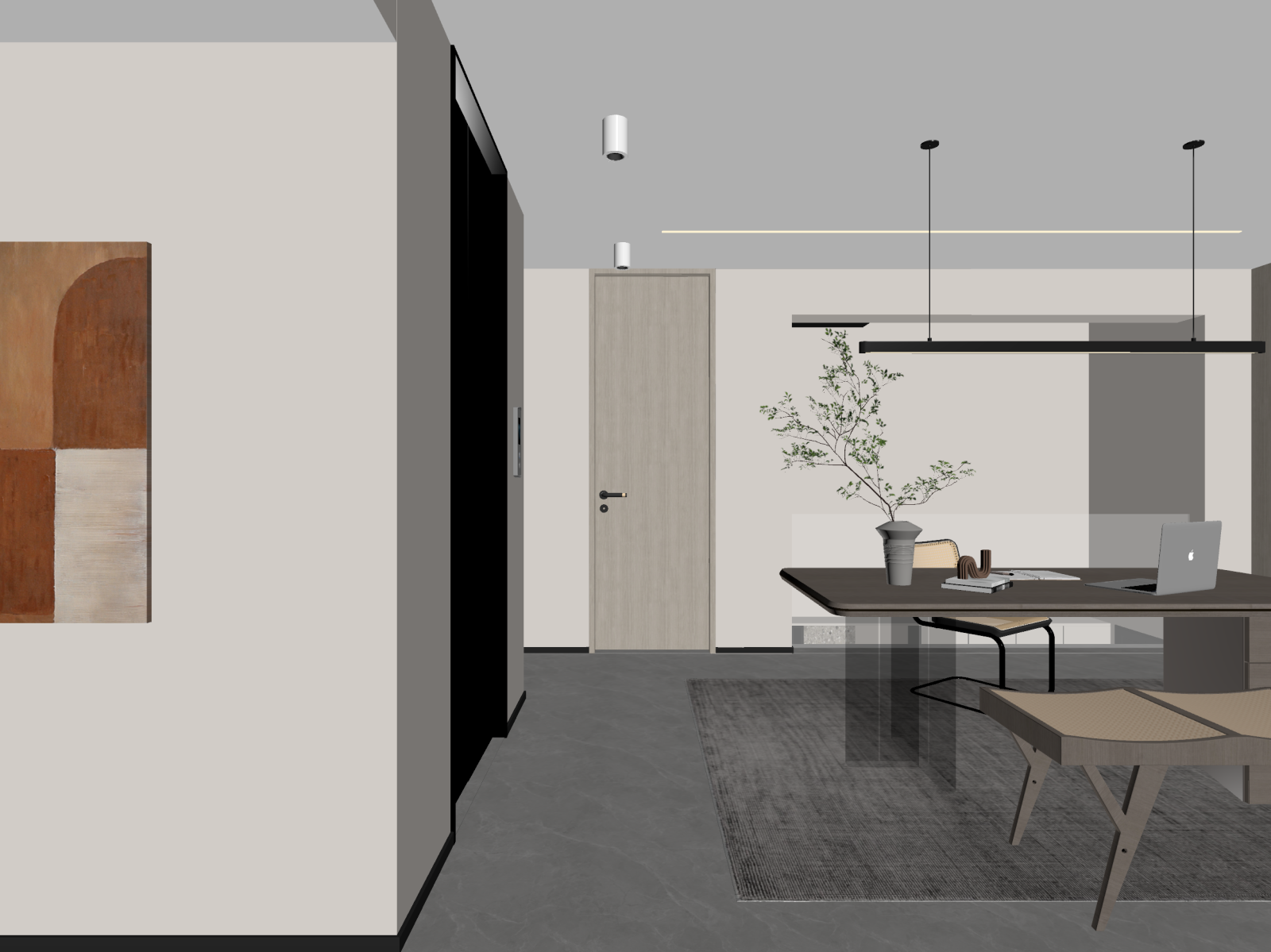 现代书房3D模型下载【ID:1221492634】
