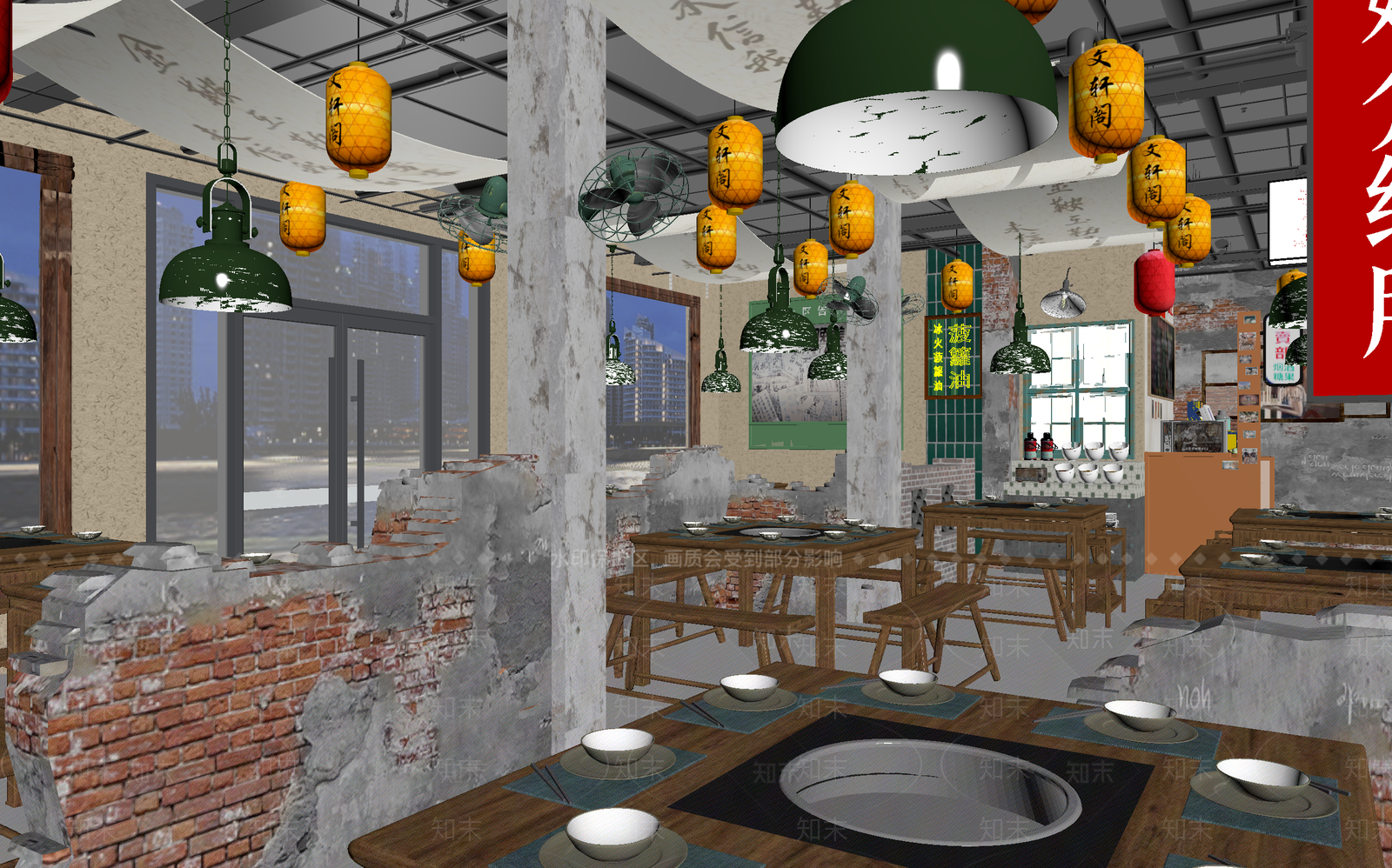 新中式火锅店3D模型下载【ID:1213995883】