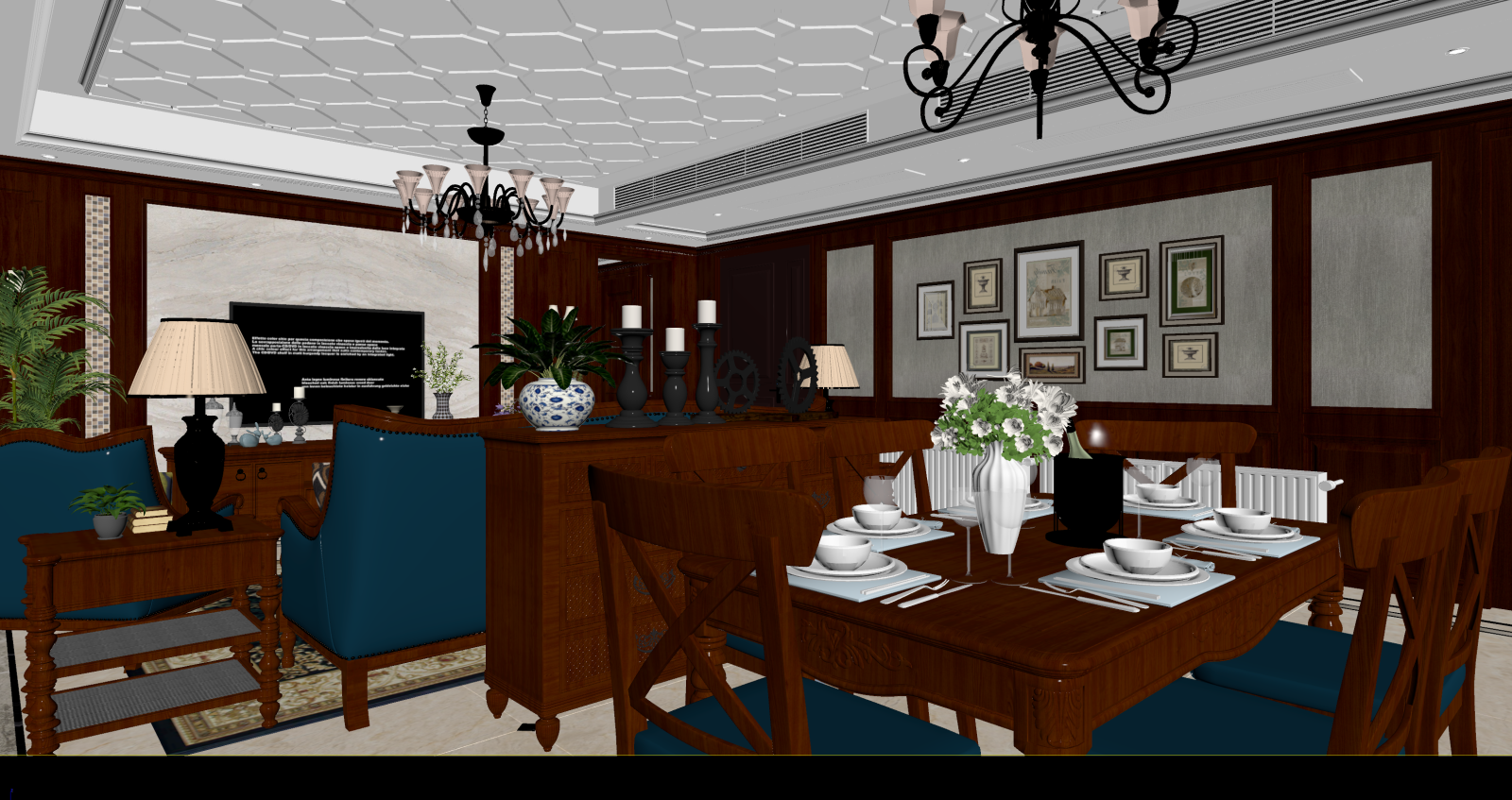 美式客餐厅3D模型下载【ID:1221749418】