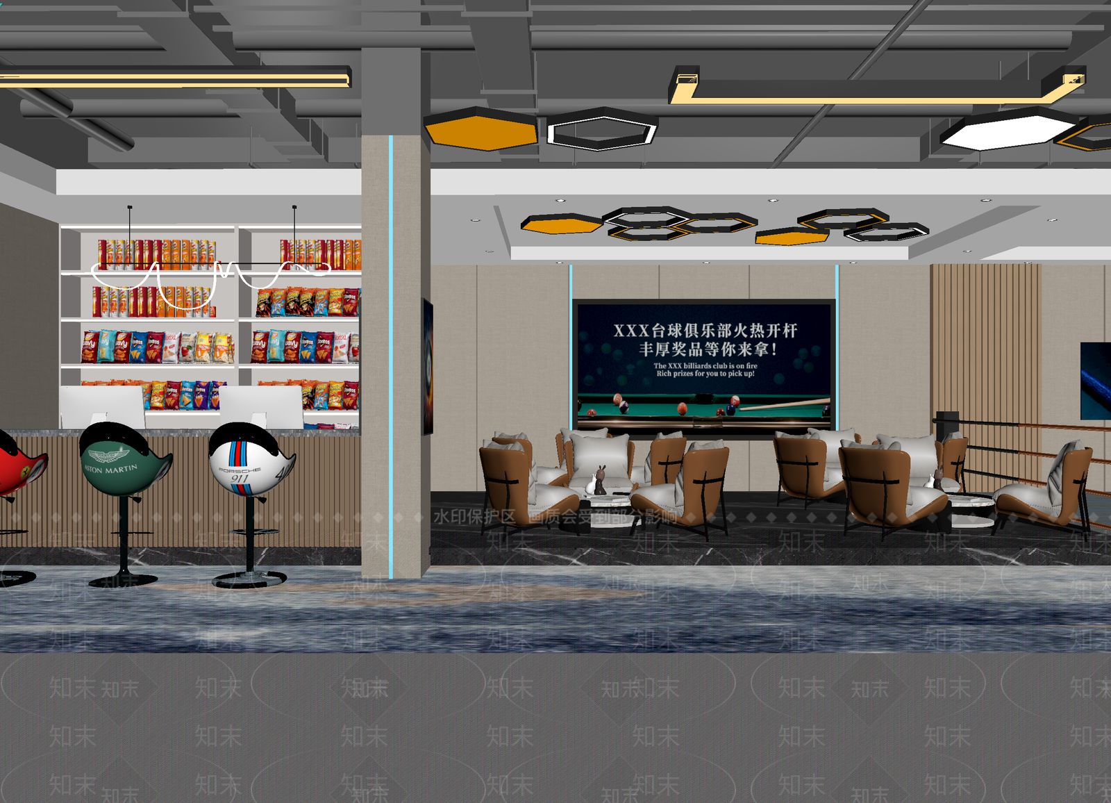现代台球室3D模型下载【ID:1214111454】