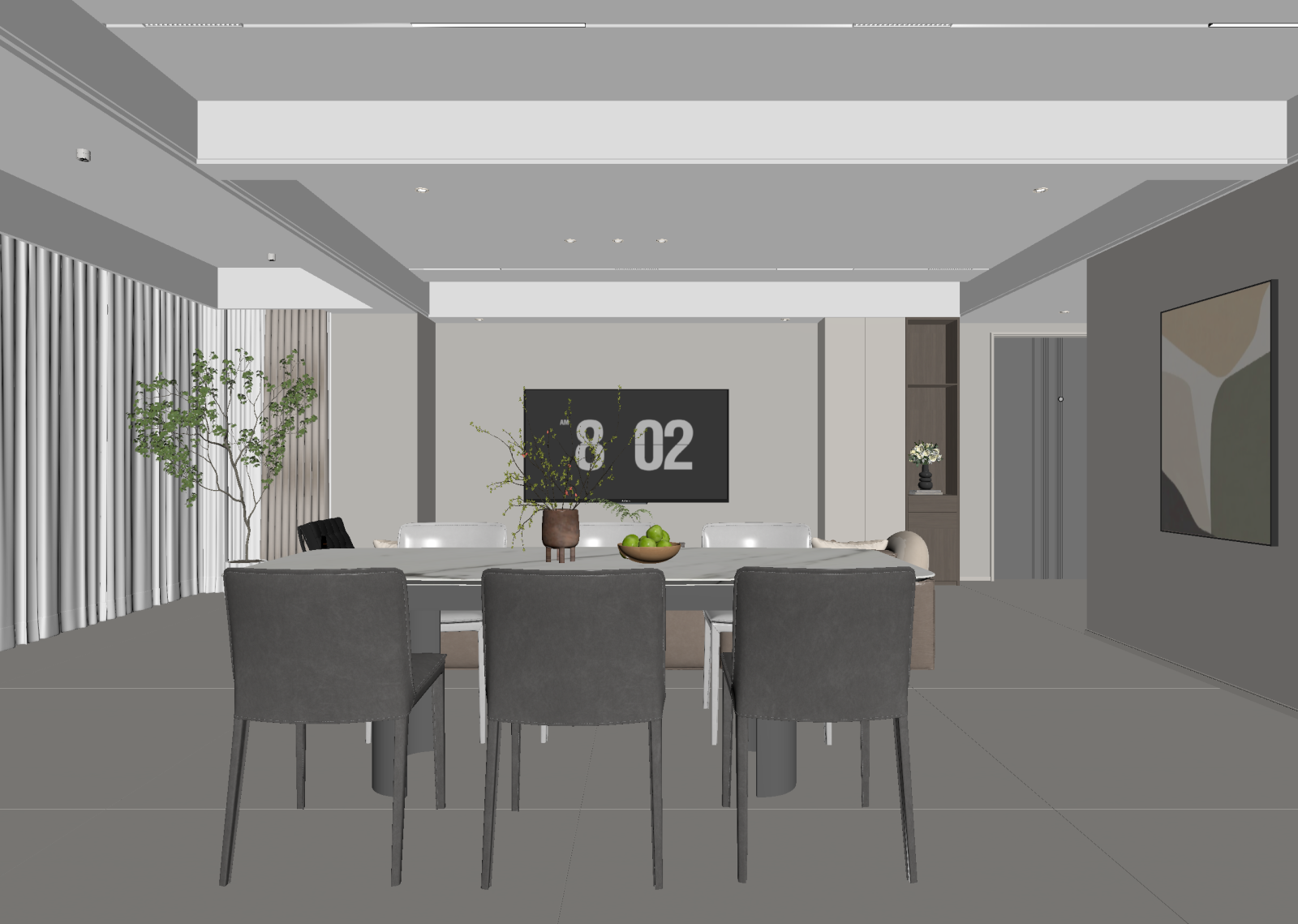 现代客餐厅3D模型下载【ID:1221523012】